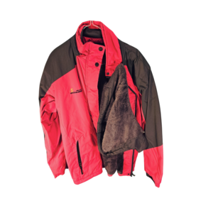 Abrigo grueso para clima frío fuchsia y gris