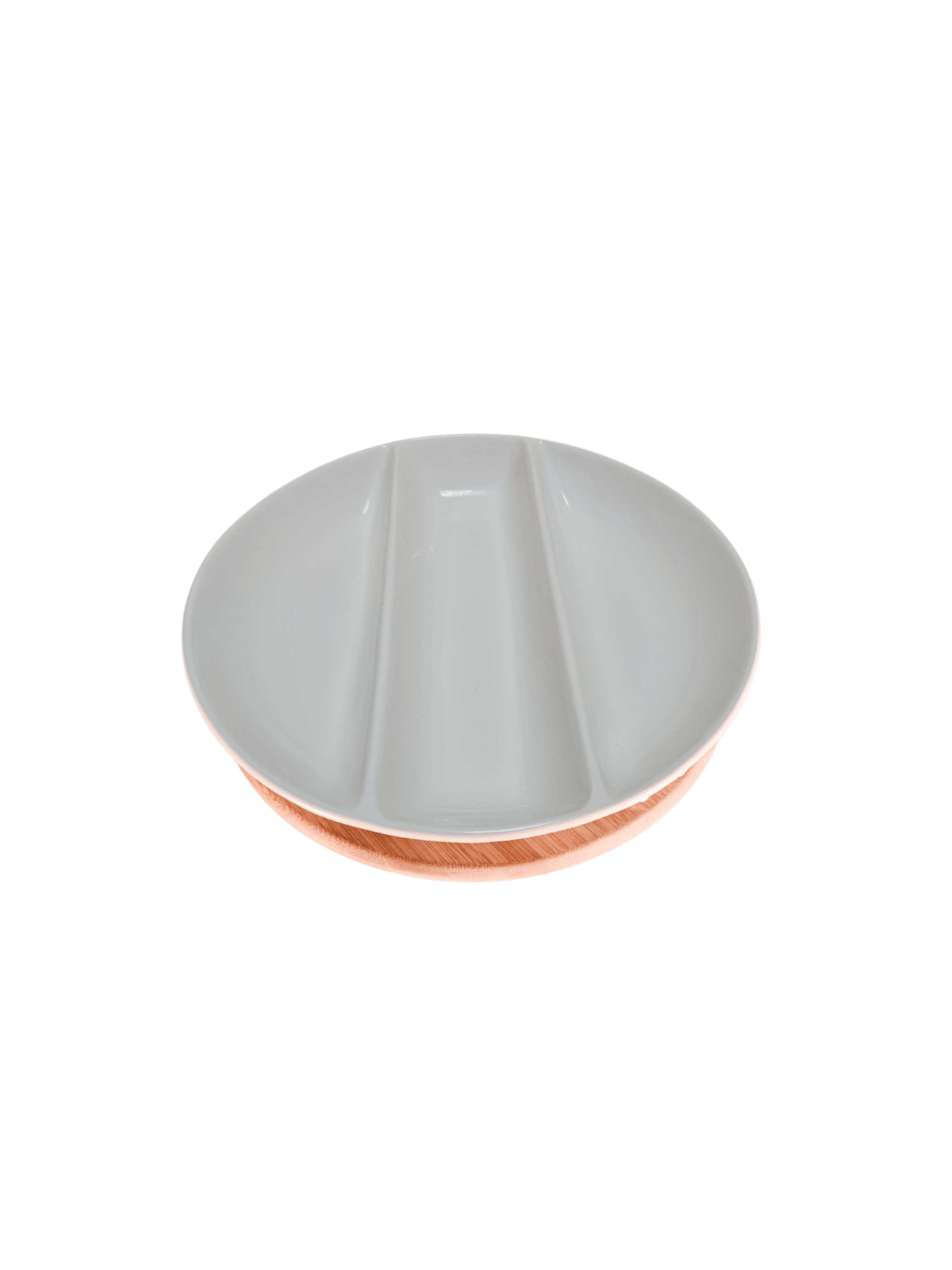 Plato Dividido con Base Giratoria de Madera