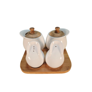 Set de Salero y Pimentero de Cerámica con Base